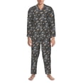 thumbnail image 3 of Fuzoiu Spider Cobweb Print Men's Long-Sleeved Pajama,Lounge Button Down Nightwear,Mens Notch Collar Pajama Set -Medium, 3 of 7