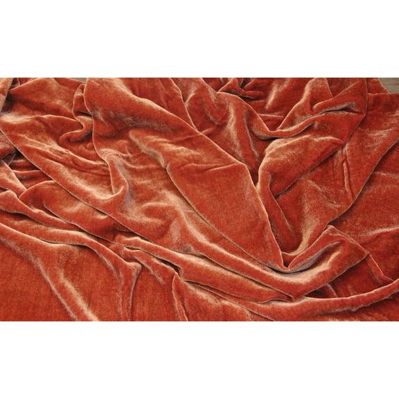 DECORATIVE SILK INC. SILK RAYON VELVET SOLID FABRIC 45” WIDE By The Yard ( LIGHT COGNAC)
