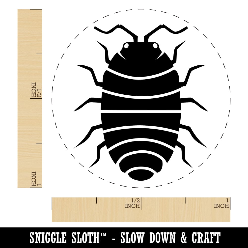 Isopod Pill Bug Woodlouse Self-Inking Rubber Stamp Ink Stamper - Yellow Ink - Medium 1 Inch