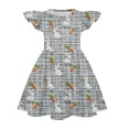 thumbnail image 3 of yuCgh Girls Easter Dress with Flutter Sleeves, A-Line T-Shirt Style Summer Party Dress, Lightweight & Comfortable Easter Dress for Kids,Gray 150, 3 of 4