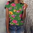 thumbnail image 2 of Penkiiy Floral Shirts for Women's T-Shirts Women's Tops Flower Printing Round Neck Short Sleeved T-shirt Tops, 2 of 6