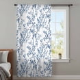 thumbnail image 3 of Navy Blue Spring Floral Semi Sheer Curtains Drapes for Living Room, Bedroom, French Doors Window 72 Inches Long, Elegant Pastoral Flowers Rod Pocket Chiffon Curtain Drapery Voile Draperies Panel, 3 of 8