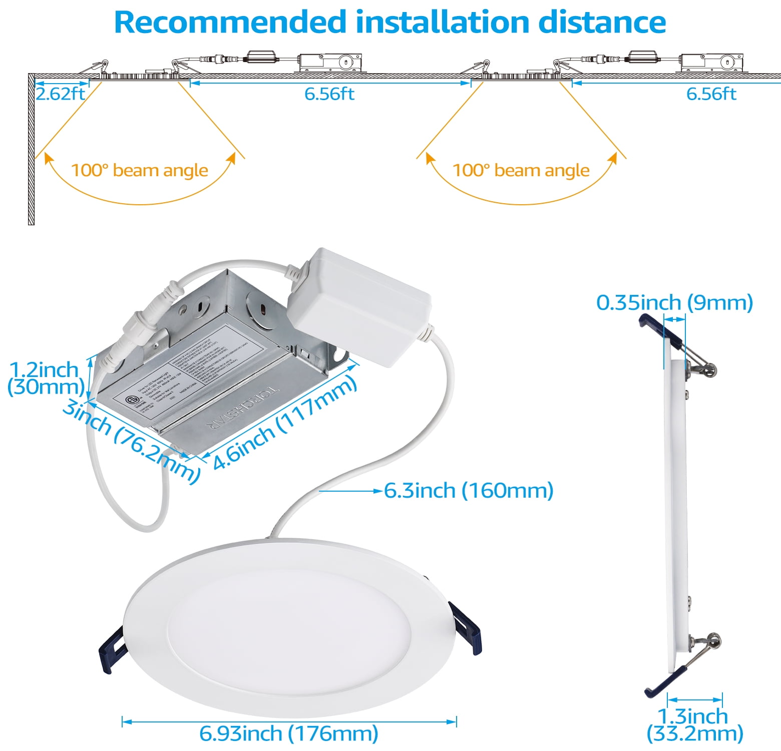 24 Pack 6 Inch 12W LED RGBCW Smart Recessed Lighting with J-box, Alexa/Google/Siri Compatible
