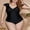 Warp-Black, variant on Womens Plus Size Ruffled V Necke Bath Suit One Piece Monkini Swimwear Solid Swimsuit