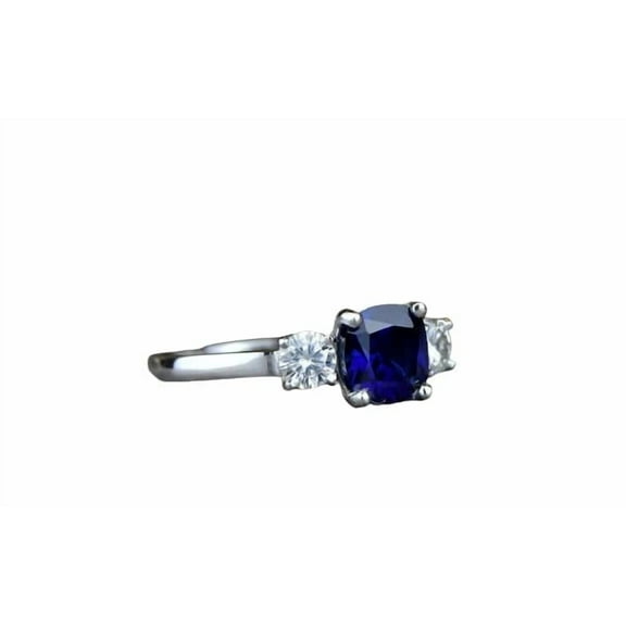 HeartsAndYou 2ct Natural Blue Sapphire Engagement Ring 100% 14k SOLID White Gold Three Stone