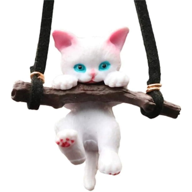 Lindo colgante creativo para coche, colgante de gato en rama, lindo gato trepador para espejo retrovisor de coche, colgante para espejo retrovisor