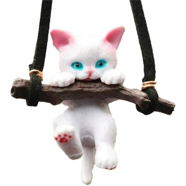 Lindo colgante creativo para coche, colgante de gato en rama, lindo gato trepador para espejo retrovisor de coche, colgante para espejo retrovisor