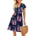 thumbnail image 2 of Women's Short Sleeve Printed Pocket Midi Dress in Stylish Design, 2 of 7