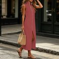 thumbnail image 5 of YuXingFu Seersucker Dress Women Maxi Square Neckline Plus Size Womens Dress Sleeveless Wrap Long Casual Summer Wine XXL, 5 of 6