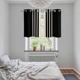 thumbnail image 5 of Black Beige Striped Kitchen Curtains Small Short 39 Inch Length, Modern Farmhouse Retro Lines Grommet Top Bedroom Living Room Curtains, Light Filtering Cafe Curtain Drapes 2 Panels Set 55''x39'', 5 of 9