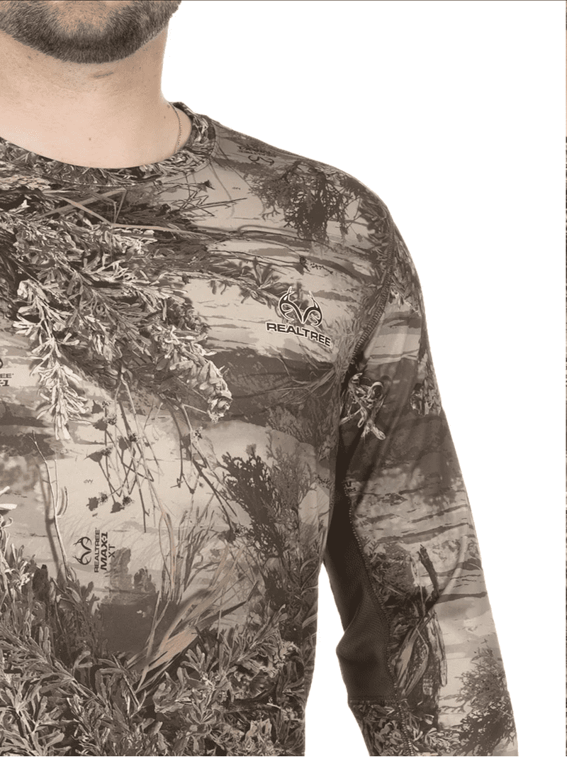 Realtree Men's Max-1 XT Long Sleeve Performance Camo Tee Shirt, Up