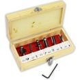 thumbnail image 2 of DYNAMIC 6 Piece Router Bit Set | Premium Tungsten Carbide Tips | Pre-Mounted on 5/16" Shanks | 6 Varied Shapes for Versatile Woodworking | Includes Elegant Wooden Storage Box, 2 of 4