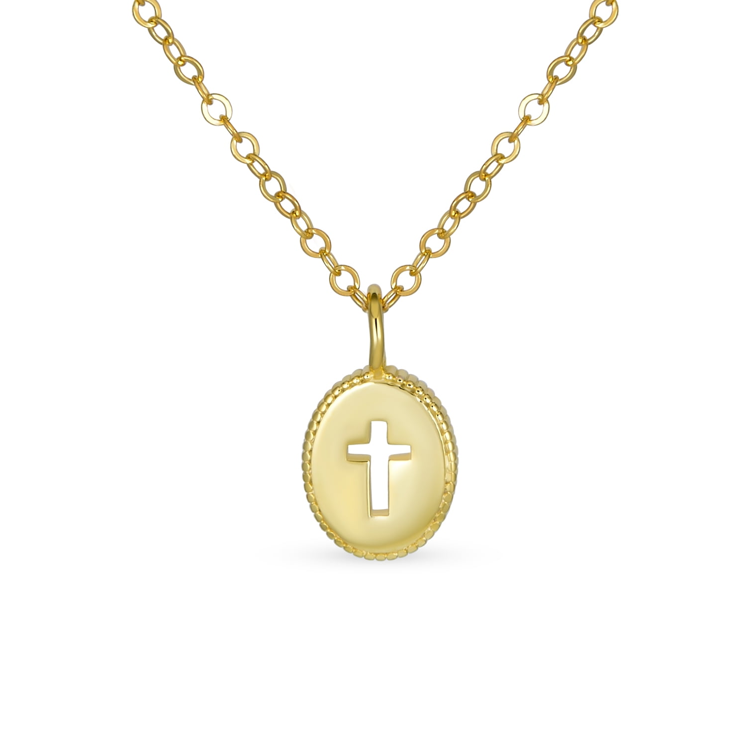 Chain Necklace Cross Circle Pendant Faith Over Fear Necklace-White