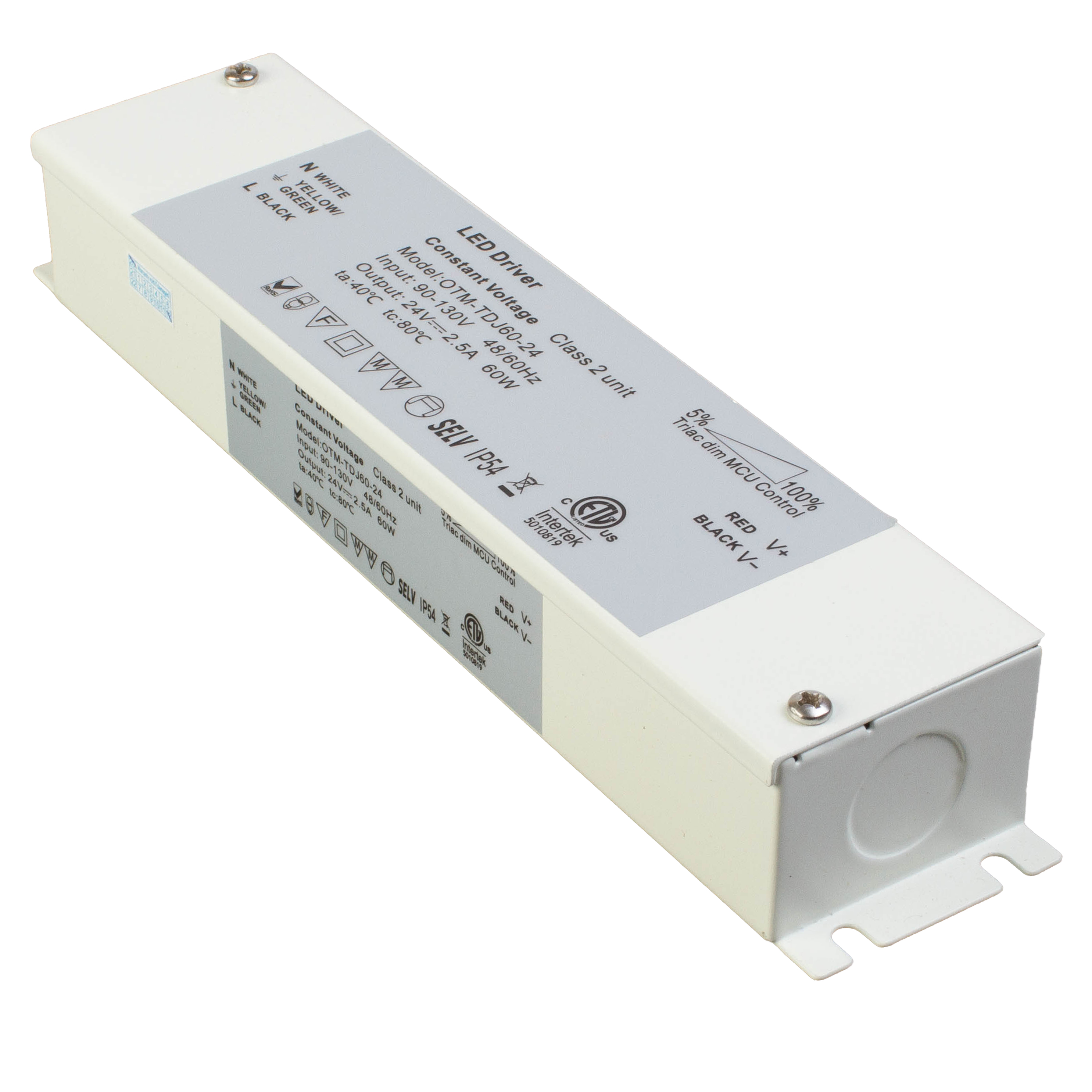 LEDupdates Dimmable LED Driver Triac, 24v 60w 2.5A Power Supply, ETL  Listed, Metal Junction Box Built-in AC to DC Class Compatible with most AC  Wall Dimmer for LED Light Strip