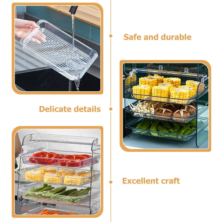1 Set Clear Food Vegetable Preparation Plates 3-Layer Food Plate Stackable  Hot Pot Food Prep Tray Rack