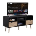 thumbnail image 1 of Mueble de TV Rack Top Living Centro de Entretenimiento Estilo Nórdico Negro y Café, 1 of 9