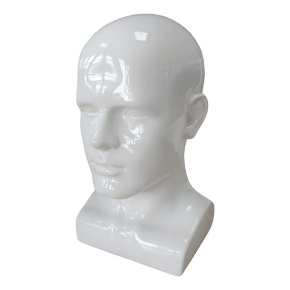 PVC Mannequin Male Head Model Height 34cm Cosmetology Styling Tools Accessories Hair Glasses Head Circumference 56cm Sturdy White