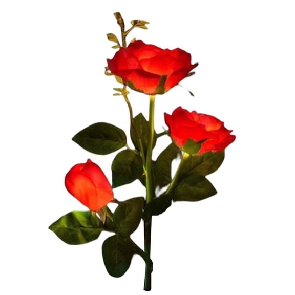 Solar Garden Stake Lights Colorful LED Three Flowers Roses Spotlight Yard Patio Pathway Decoration  Red Three Red Roses