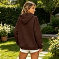 thumbnail image 3 of Women's Pullover Hoodie, Solid Long Sleeve Sweatshirt with Drawstring Hood and Kangaroo Pocket, 3 of 4