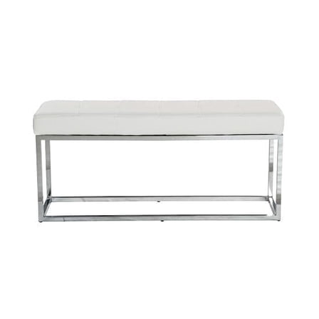 Courtney Upholstered Bench with Stainless Steel Base, White