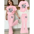 thumbnail image 3 of oqasdz Baby Girl Clothes Easter Bunny Print Short Sleeve Top and Flare Leg Pants Stylish Streetwear Outfit Sets Casual Holiday, 3 of 3