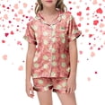 thumbnail image 2 of Ensemble de Pyjamas en Soie pour Filles, Manches Courtes Imprimées, Pyjamas Boutonnés pour Enfants, Ensemble de Pyjamas Décontractés pour Filles, Pyjamas Preppy pour Filles, Garçons, Filles, Mode, 2 of 5