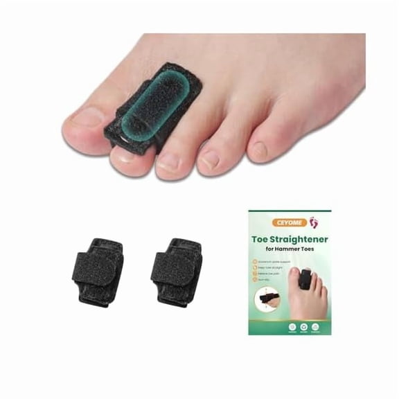 ZLCHammer Toe Straightener - 2 Pack Adjustable Hammer Toe Corrector for Women & Men - Toe Splints & Wraps Support for Crooked, Curled, Bent Toes