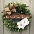 thumbnail image 2 of PENGXAING Geometric Polyester Wedding Green Leaves Wreath  with Welcome Sign 17” (Green), 2 of 10