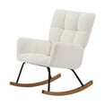 thumbnail image 3 of Hassch Accent Upholstered Rocking Chair, Glider Chair with High Backrest and Wood Base, Nursery Rocking Chair for Living Room, Bedroom (Beige), 3 of 9