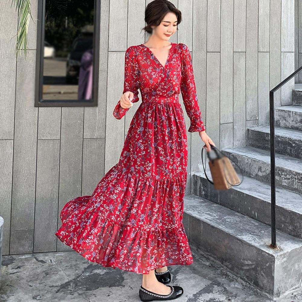 Mellco Women S Floral V Neck One Piece Dress Spring Autumn Winter Long Sleeve Ladies High Waist Dress Red Xl Walmart Com Walmart Com Mellco Women S Floral V Neck One Piece Dress Spring Autumn Winter Long Sleeve Ladies High Waist Dress Red Xl Walmart Com Walmart Com