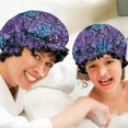 thumbnail image 6 of Shower Caps,Purple and Blue Damask Pattern Waterproof Shower Cap for Women 4 Pieces,Double Reusable Hair Cover for Shower PEVA Elastic Stretch Hem, 6 of 7