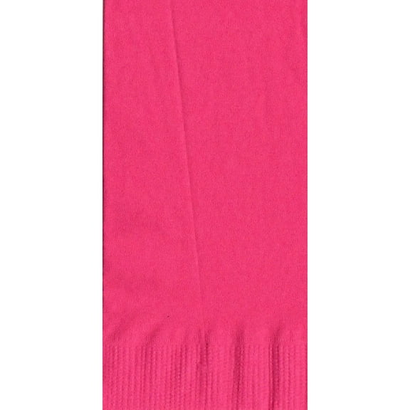 200 - (4 Pks of 50) 2 Ply Plain Solid Colors Dinner Hand Towel Napkins Paper - Hot Pink