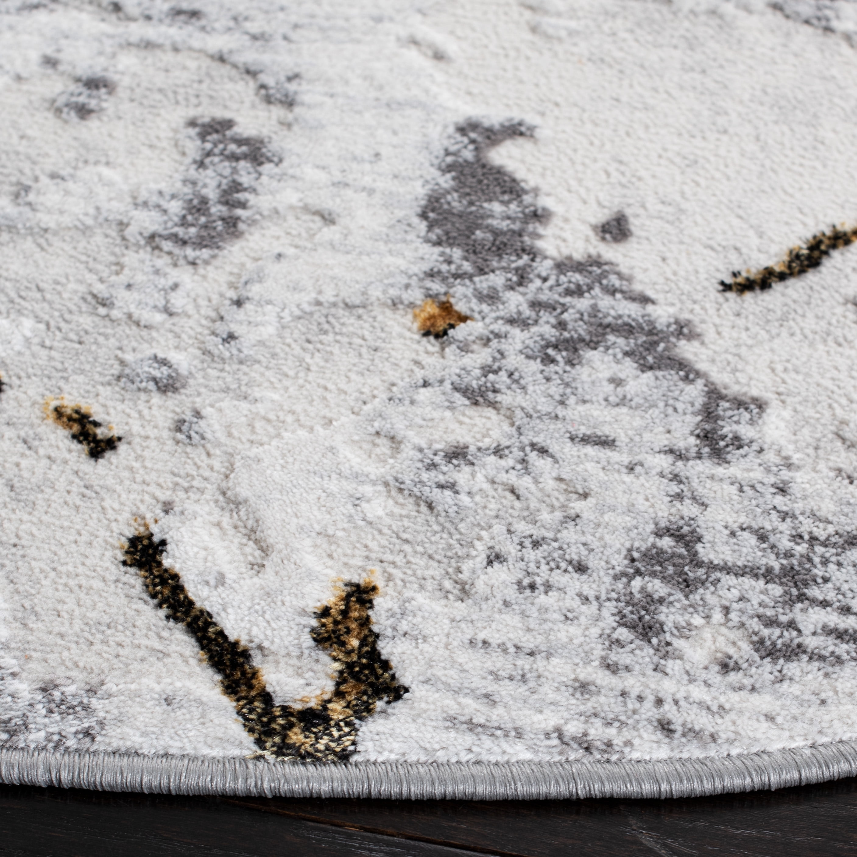 SAFAVIEH Amelia Pemala Abstract Area Rug, Gray/Gold, 12' x 12' Round