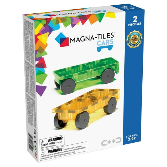 MAGNA-TILES Cars Expansion Set, 3D Magnetic Building Tiles, 2 Piece Pack