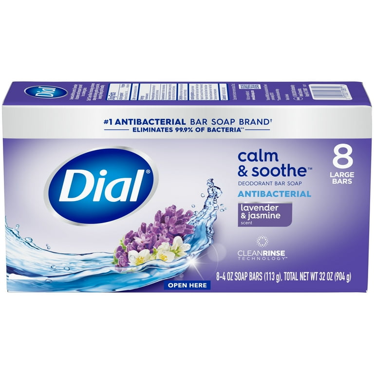 Dial Calm Soothe Lavender Jasmine Scent Antibacterial Bar Soap