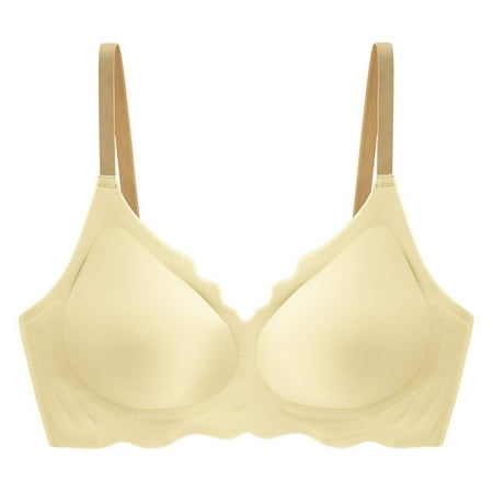 Quick Deal: Comfortable Bras for Women  Sujetadores cómodos para mujer  Ladies Seamless Breathable Underwear Push-Up Soft Support Bra SOPATENOR Yellow XL