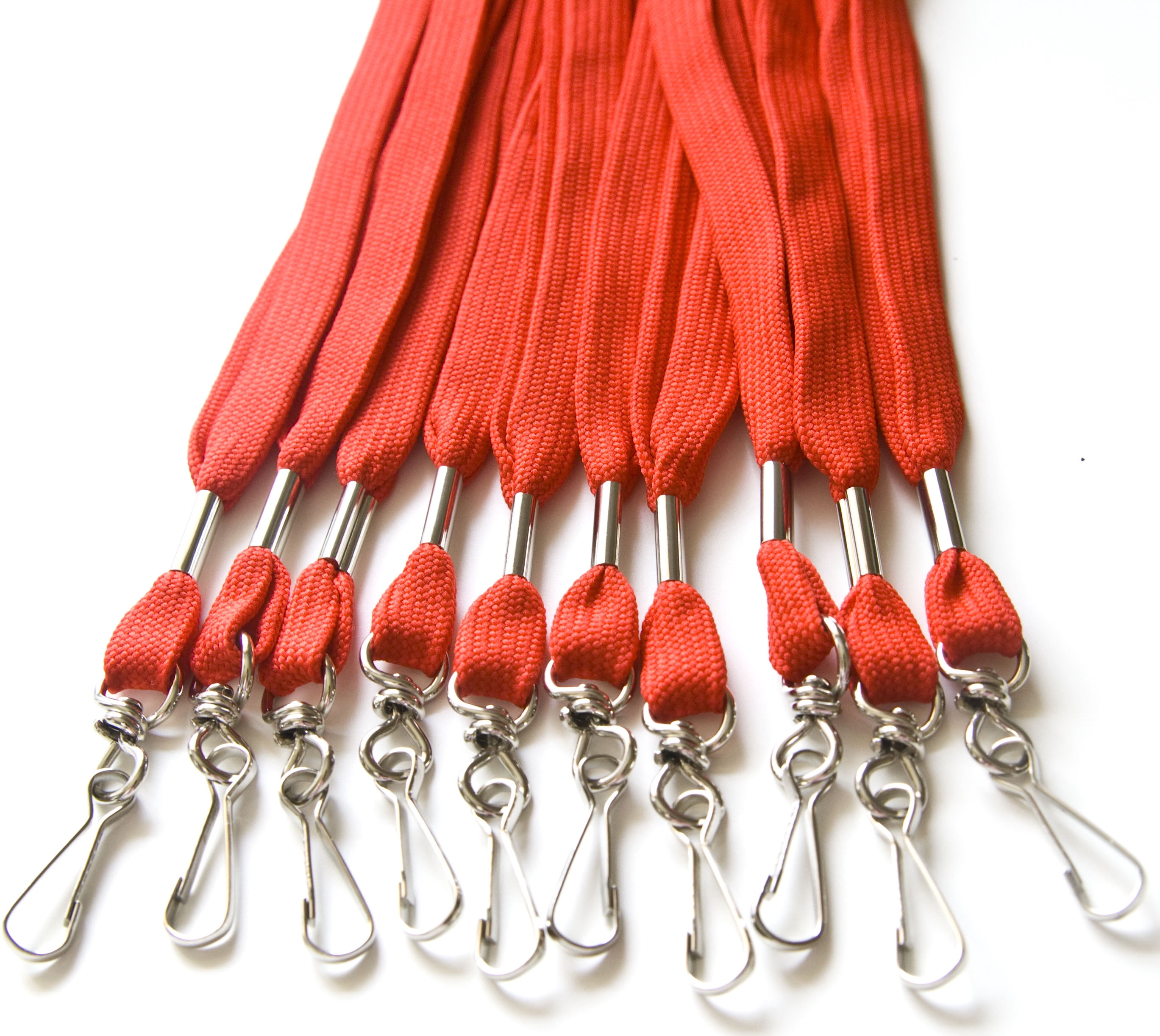 100pcs Flat ID Neck Lanyards for Badges with Swivel J-Hook, Red by OnDepot