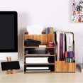 thumbnail image 5 of Wooden Desk Organizer, Large Capacity Diy Office Supplies Storage Box File Rack Paper Holder Sorter (cherry Wood), 5 of 5