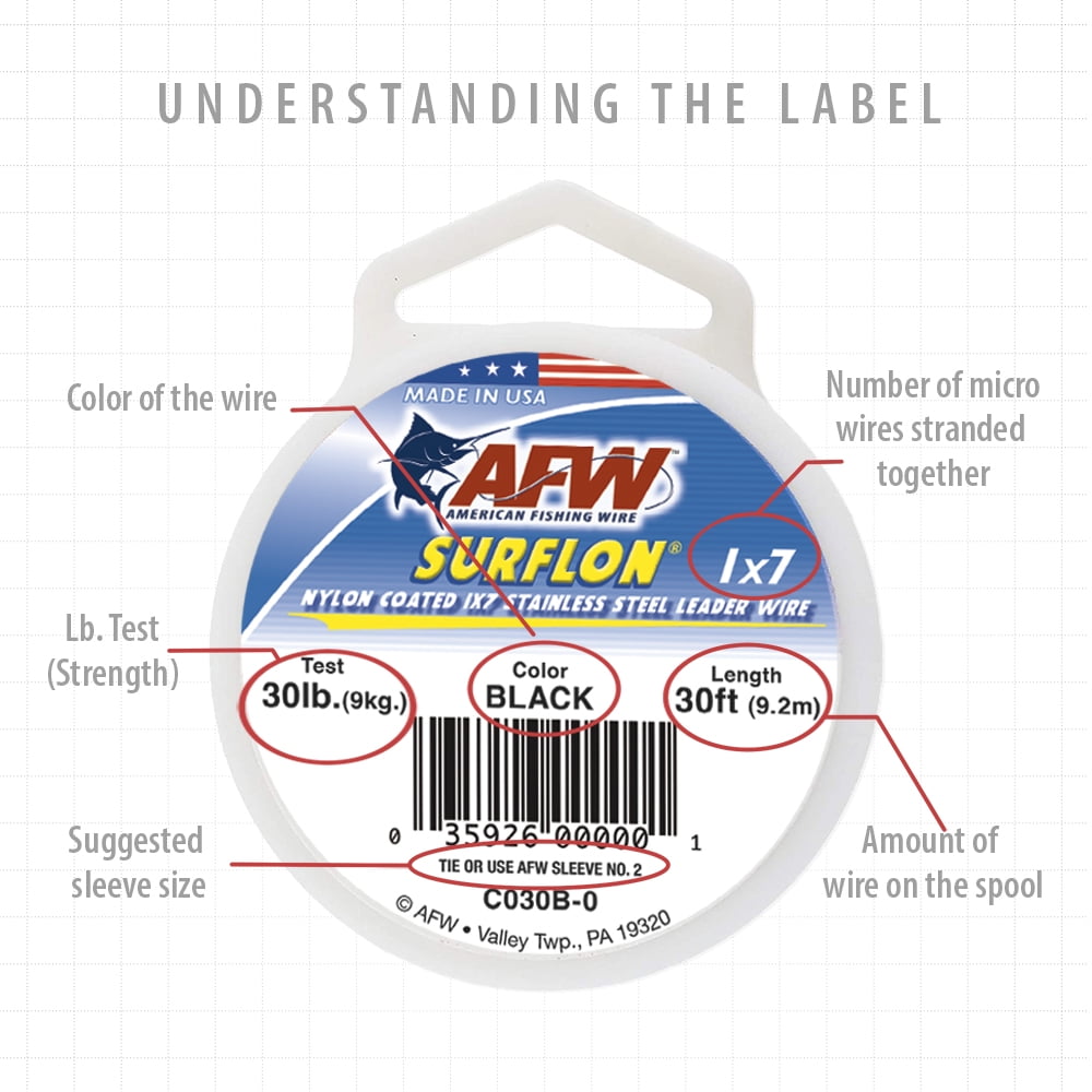 AFW C090T-0 Surflon Nylon Coated 1x7 Stainless Steel Leader Wire