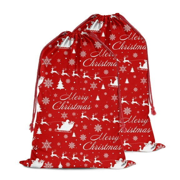 Christmas Sack – 28" X 20" Canvas Gift Bag with Drawstring, Full Print Polyester Santa Sack, Durable Reusable Xmas Gift Bag for Holiday, Party & Storage