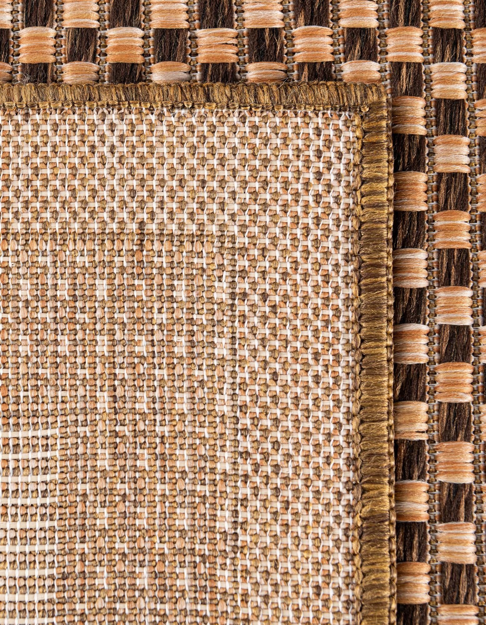 Unique Loom Outdoor Border Collection Area Rug - Multi Border (3' 3" x 5' Rectangle Light Brown/Brown)