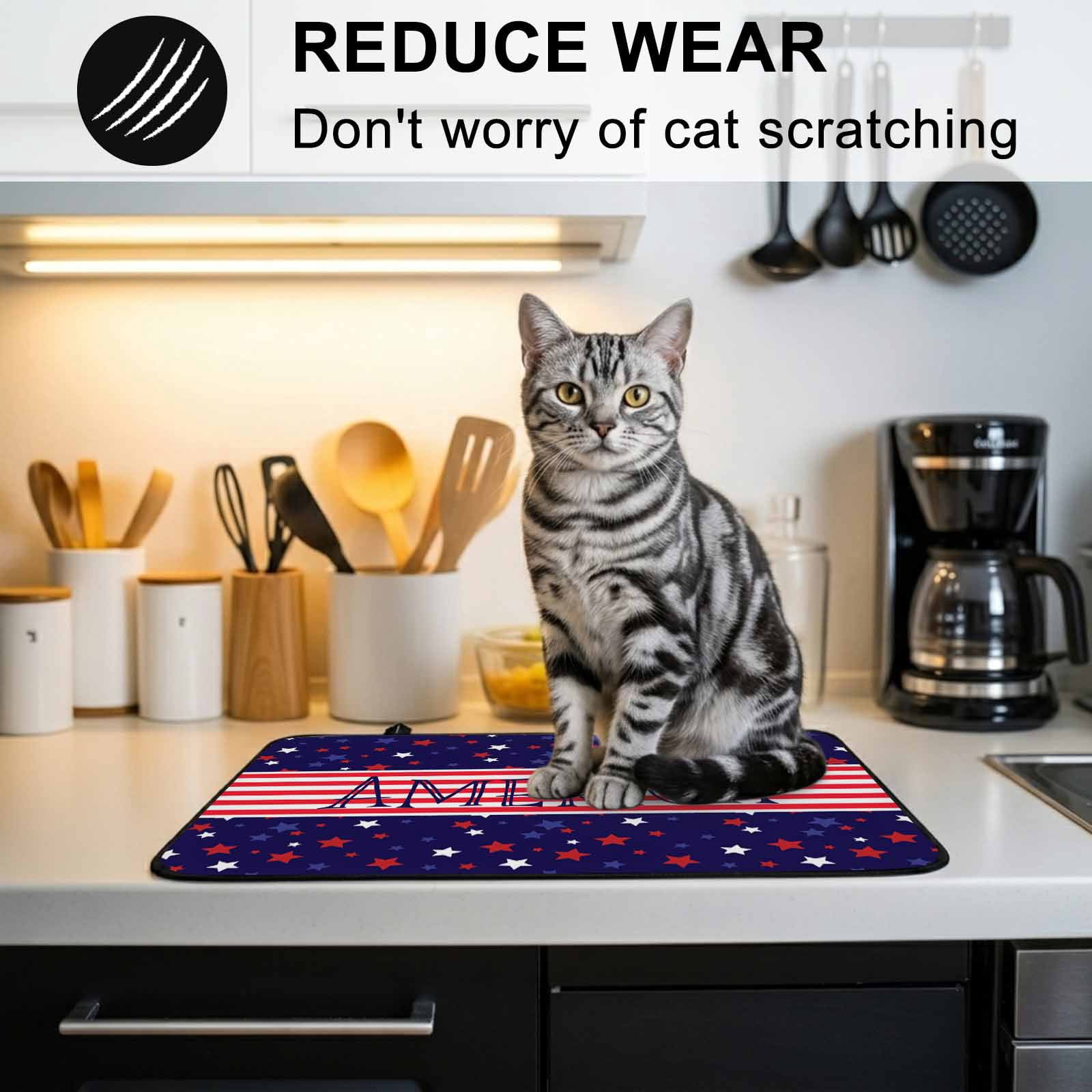 Independence Day Stove Top Cover for Electric Stove, Heat-proof & Non Slip Glass Top Stove Cover Protector, American Flag Red Blue Star Striped Kitchen Flat Cooktop Rubber Mat 24x21 Inches