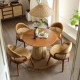 thumbnail image 4 of Modern Creative Homestay Dining Room Solid Wood Round Dining Tables Small Apartment Rattan Dining Table and Chair Set Furniture My Lux Decor Round, 4 of 12
