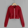 thumbnail image 2 of aidice Zip up Hoodie for Women Casual Drawstring Raglan Sleeve Blouses Tops Comfy Cropped Sweatshirts, 2 of 4