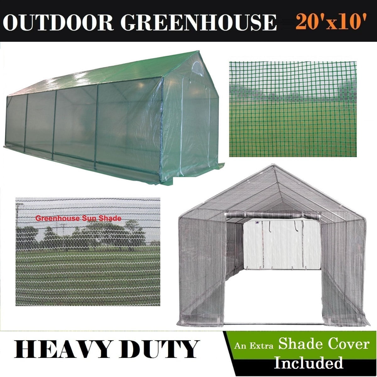 Heavy Duty 20'L Large Walk-In Greenhouse Outdoor Steel Frame Hot Green House 