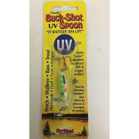 Northland Tackle BRUVS3-20 UV Buck Shot Rattle Spoon Glo. Perch 1/8 oz Lure (Best Drop Shot Rod For Perch)