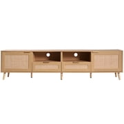 TV Stand for TVs up to 85, BTMWAY Modern Farmhouse TV Console, 80 Rattan Entertainment Center, Media Console Table with 2 Storage Drawers & Doors, TV Cabinet for Living Room, Wood