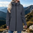 thumbnail image 5 of zejinsd Long Coat for Women Warm Windproof Autumn Winter Outerwear Stylish Stand Collar Hooded Jacket Solid Color Relaxed Fit Mid-Length Coat, 5 of 8