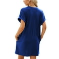 thumbnail image 6 of TEMOFON T Shirt Dresses for Women Summer Casual Sundress Loose Swing Blouse Tunic Crew Neck Short Sleeve Tops Pocket Basic Dress Dressy Womens Clothes Solid Color Blue Size XL, 6 of 8