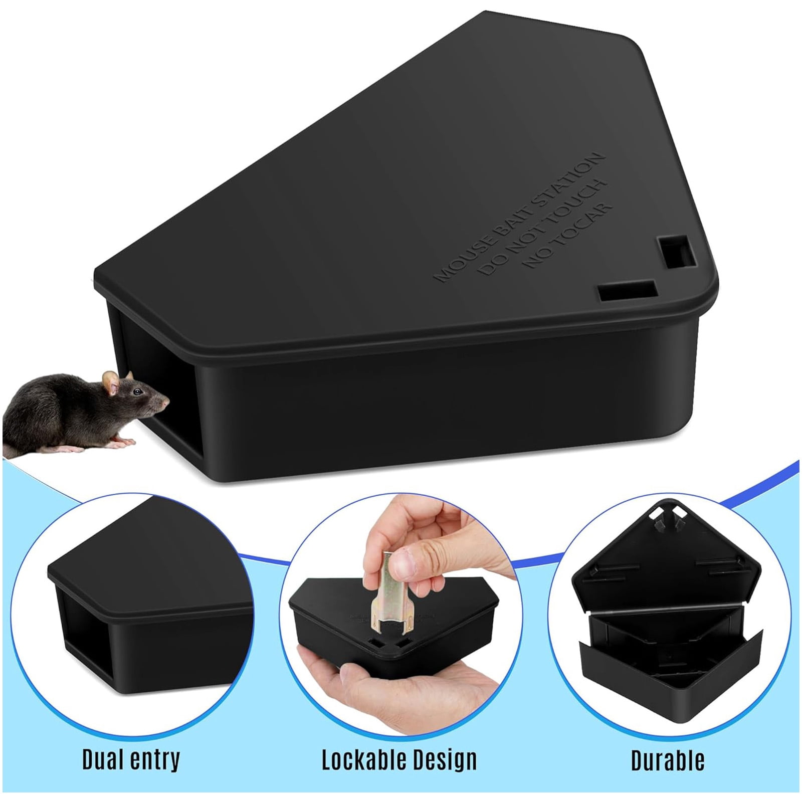 HYEASTR 24 Pack Mouse Bait Station Outdoor Indoor - Reusable Rodent Bait Station Mice Trap Small Rats Poisoning Bait Station Box, Friendly for Children & Pets, Suitable for Small Mice
